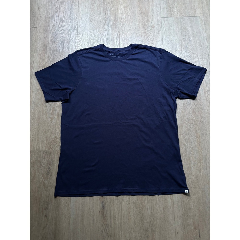 Pact Organic Cotton Essential Tee Mens Large Navy Blue Short Sleeve Crew Neck